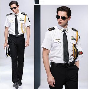 Chemise de capitaine de bateau de croisière d'équipage chinois d'été, vêtements de marin, chemise + pantalon + accessoires, uniforme de performance de Cosplay, costumes pour hommes