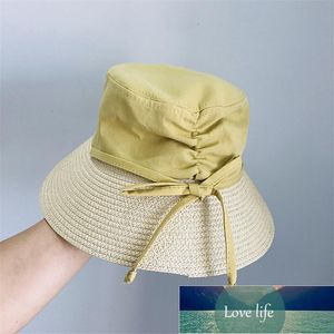 Zomer doek Patchwork Paper Brim Sunscreen Dame Sun Cap Dames Leisure Holiday Beach Hat Wide Hats