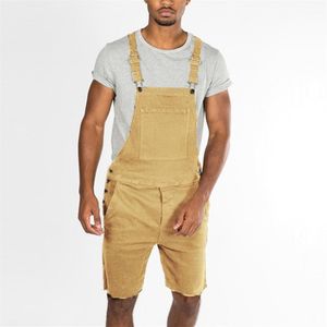 Vêtements d'été hommes combinaisons surdimensionné jean couleur unie ample salopette poche bretelles décontracté mode barboteuses mâle pants2904