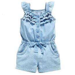 Conjuntos de ropa de verano Vestidos para niñas pequeñas Niños en general Mameluco sin mangas Mono Mono Vestido Ropa Tamaño 2-8Y 240108