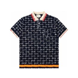 Zomer kleding Casual Polo Shirt Fashion Horse Bit-knop Volledige bloem + Webbing Gedrukt T-shirt High Street Aziatische maat