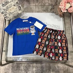 Zomerkleding sets heren en dames tweedelige set beren serie kinderkleding korte mouw t-shirt shorts puur katoen met mode-elementen maat 90 cm-160 cm G11