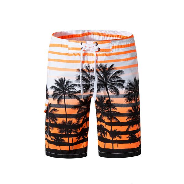 Pantalon de plage imprimé cocotier d'été avec un short de sport à cinq points pour vêtements pour hommes