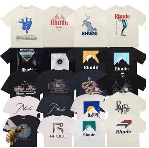 Collection d'été t-shirt Rhude surdimensionné tissu lourd robe de Couple t-shirt de qualité supérieure