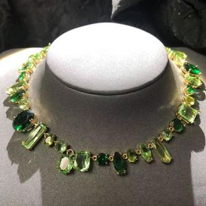 Zomer kleurrijke GEMA dames ketting snoepgroene kristallen waterdruppel onregelmatige groene kristal oorbellen armband sieraden n003366