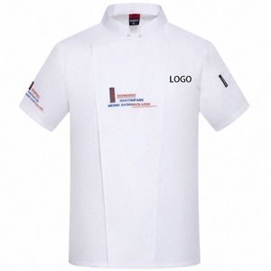 Zomer Kok Shirt Prachtig geborduurd heren Koksjas Hotel Restaurant Koken Uniform Koffieshop Bakkerij Werkkleding h62R #