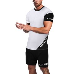 Zomer Cool Sneldrogende Heren T-shirts Met Korte Mouwen Shorts Pak Strand Trainingspak 2 Delige Set Outfit Sets Casual Ademende Doek