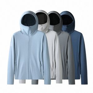 Été Cool UPF 50 + UV Sun Protecti peau manteaux ultra-légers coupe-vent à capuche décontracté hommes vestes Couple vêtements M5u0 #