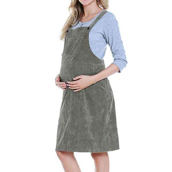 Ropa de maternidad de pana de verano Correa suelta Monos de maternidad Vestido para mujeres embarazadas Vestidos de tirantes Vestidos de embarazo G220309