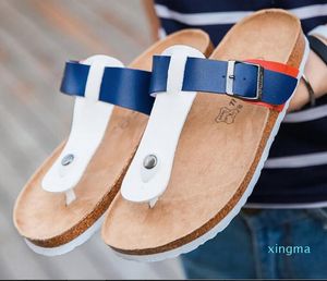 Zapatillas de corcho de verano mujeres zapatos casuales color mezclado color flip chanclas hombres valentine playa sandalia más tamaño 39-44