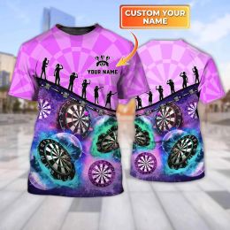 Zomer Cosmos Aangepaste naam Darts T-shirt 3D Gedrukte Men Women Casual Dart Player Gift Oversized Tops T-T-shirts T-shortige mouwen jongens