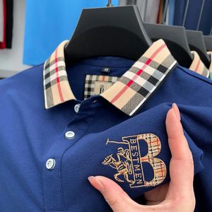 Coton de golf en coton d'été Polo Luxury Broidered Busineve Busineve Cound Casual Solid Classic Classic Mens T-shirt 4xl 240507