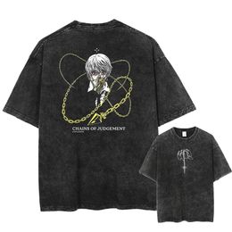 Coton d'été Loose Wasted Tops TEES ANIME IMPRESSION TSHIRT Men Streetwear Vintage Black T-shirt Harajuku surdimensionné 240423