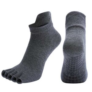 Calcetines de yoga de algodón de verano agarre barre trampolín tobillo pilates sox zapatilla mujer silicona antideslizante calcetín antideslizante Peep toe media de práctica sin espalda