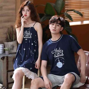 Été Couple Lettre Vêtements De Nuit Imprimer Dentelle Sexy Nuit Sommeil Vêtements Casual Amoureux De Nuit Sweet Home Pyjama Pijama 210901