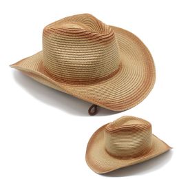 Sommar cowboy hatt för kvinnor män panama mössa jazz fedoras sol hattar sommar andas elegant damer party bred brim hatt