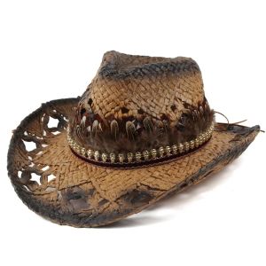 Chapeau de cowboy d'été Simple Western European et American Cowboy Paille de paille