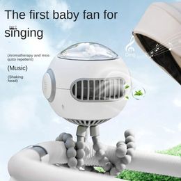 Été Creative Singing Fan USB Charge Mosquito-Repellent Shake Head Strong Wind Octopus Musique Fan 240417