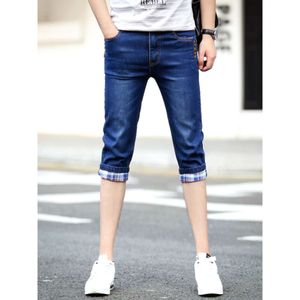 Zomer bijgesneden jeans voor heren Koreaanse versie trendy dunne midden tot korte broek met kleine benen, zomer stretch herenbroeken
