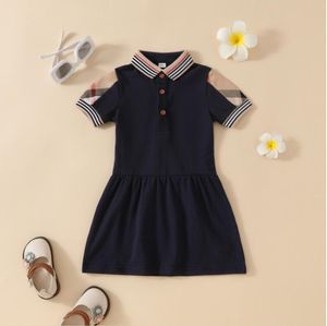 Summer Baby Baby Girls Robes Toddler Robe à manches courtes Collier Tenue Collier pour enfants Robe
