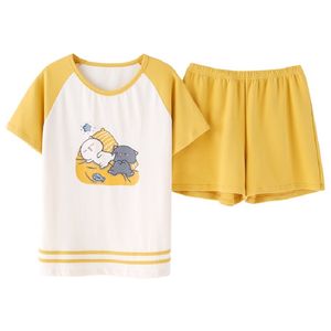 Été Mignon Chat 4 Couleurs Pyjamas Ensembles Femmes Casual Coton Tops Courts Pantalon Pijama Grande Taille Doux Vêtements De Nuit Chemise De Nuit Mujer Y200708