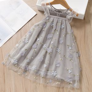 Été mignon robes belle Style fille fête anniversaire broderie dentelle maille robe bébé Super belle gaze jupe princesse Vestido