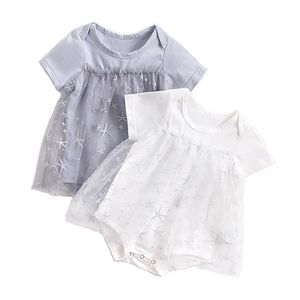 Summer Cute Starfish Casual Cotton Romper One-Pièce Combinaison de gaze pour enfants Vêtements pour bébés 210417