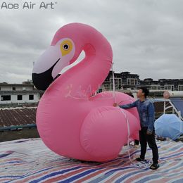 Décoration d'été gonflable, modèle de mascotte d'oiseau rose flamant rose pour Promotion/décoration ou affichage extérieur dans le Zoo