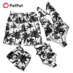 Zomer Deep V Coconut Tree Matching Swimsuits 210528
