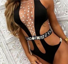 Zomer Diepe V Kristal Badmode Sexy Rijn Badpak Vrouwen Diamant Badpakken Vrouwelijke Bodysuit Monokini Dames Badmode8037399