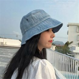 Chapeaux de seau de tissu de jean d'été pur couleurs en daima panama chapeau de coton extérieur pêcheur de coton chapeau unisexe