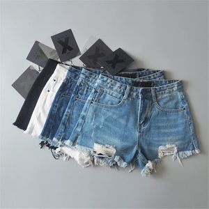 Short en jean d'été pour femmes jeans noirs en détresse courte mujer blanc jean déchiré y2k streetwear 240415