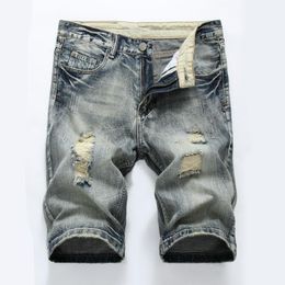 Été denim shorts hommes jeans hommes jean shorts bermuda skate board harem hommes jogger cheville déchiré vague denim grande taille 40