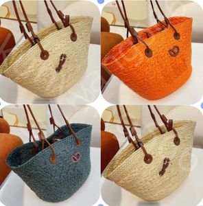 Diseñador de verano Anagram Basket Bolso de hombro para mujer Bolso de ratán Moda para mujer Bolsos de paja Bolsos de playa envueltos Totes