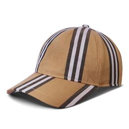 Diseñador de verano Impresión de rayas clásica Gorra de béisbol de moda Hombres Mujeres Gorra de béisbol ajustable unisex Sombrero de sol de algodón Sombrero de sombrilla bordado de Hip Hop de alta calidad