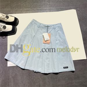 Designer d'été denim en jupe plissée lettre imprimé haute taille une jupe de ligne femmes mince mince robe mode jean jupe