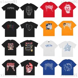 Zomerontwerper Fashion Tide Brand Revenge Wraak T-shirt Heren met korte mouwen en vrouwenpaar losse shirts kiel rook metalen schedel bliksem high street casual t-shirts