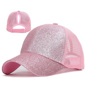 Designer d'été High Pony Pony Baseball Cap femelle Snap Back Hat Casual Black Blanc Rose Pink Mesh Trucker pour femmes