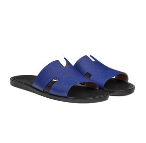 Zomer Designer Izmir Mannen Sandalen Schoenen Kalfsleer Slip On Comfort Walking Flip Flops Casual Gentleman Sandalias Brede Platte Gladde Maat 38-45 HH02