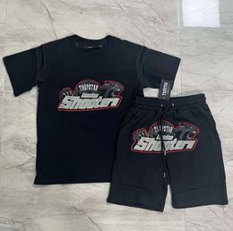 Summer Designer Men Trapstars Camiseta Tigre Tiger Carta de chándal bordado Camisas y pantalones cortos de Drill Londres
