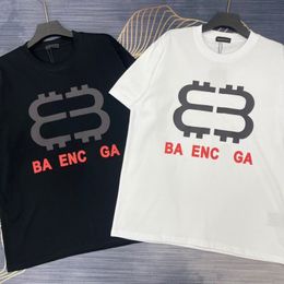 Diseñador de verano masculino europeo y americano nuevo clásico 2B letra impresa holgada versátil gran casualidad 100% puro camiseta pareja de algodón