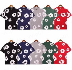 Diseñador de verano Camisetas para hombre Denims Lágrimas Algodón Mujeres Letra Impreso Manga corta Suelta Cuello redondo Camiseta Casual Pareja Pantalones cortos Sudaderas Estilo hawaiano Top