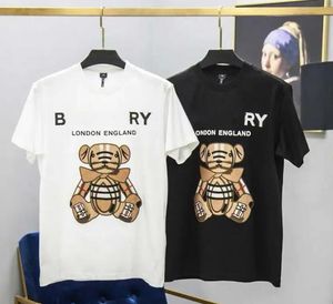 Zomerontwerper nieuw luxe modemerk geruite beerprint liefhebbers mannen en vrouwen trendsport casual T-shirt met korte mouwen