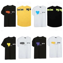 Designer d'été PA T-shirt de marque de luxe chemises de vêtements pulvérisation coeur lettre coton à manches courtes printemps été marée hommes femmes luxe hommes hip hop vêtements al