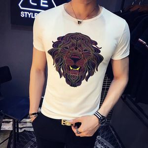 Designer d'été T-shirts pour hommes Tops Tiger Lion Head Lettre d'impression T-shirt Vêtements pour hommes T-shirt à manches courtes Hommes Tops Blanc M-2266y