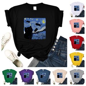 Designer d'été Tshirt Mens Shirt Womens Tshirts Star Space Cat Imprimé mode respirant Cool Street Hiphop Loose Shirts Casual Casual Sports Daily Vêtements Multicolored