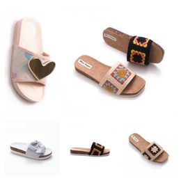 Zomer Designer Dames Slippers Wit Zwart Roze Mesh Reliëf Linnen Beige Woody Flat Mule Slide Sandalen Loe Luxury