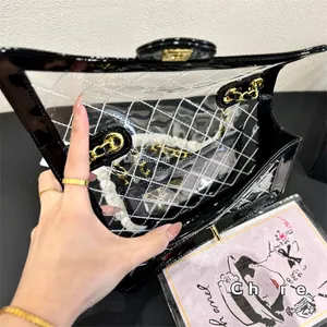 Zomerontwerper dames schouder heldere jelly vrijetas bakken handtas crossbody vouw borduurwerk totot tote katoen met katoen gedetailleerde jas boodschappentas maten 25cm2024