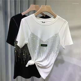 Summer Diamond Camiseta de manga corta para mujeres 4xl de talla grande elegante