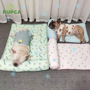 Lit de chien d'été Cat Cushion Puppy Sleep Nest pour petit moyen grand glace de soie froide Mat de compagnie de compagnie de rotin